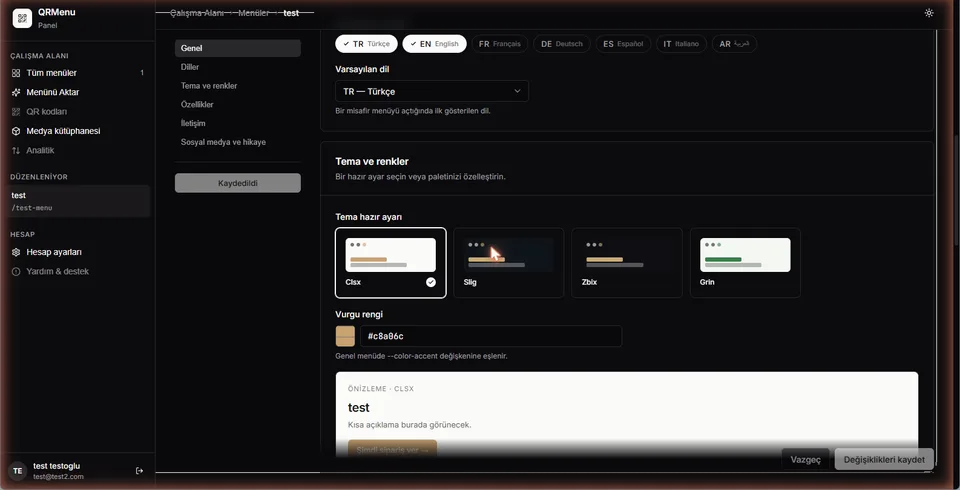 Theme picker screenshot